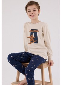 Resim Arnetta Erkek Çocuk Krem Pijama Takımı Ar3516-c-v2 