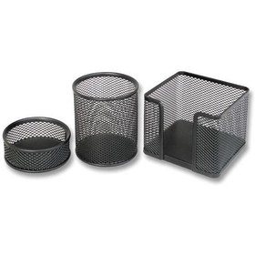 Resim Bion Masa Seti Ataşlık-Kağıtlık-Kalemlik 3 LÜ Metal Perforeli Siyah 9302 