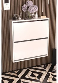 Resim Balance 2 Düşer Kapaklı Ayakkabı Dolabı Beyaz 