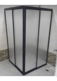 Resim Nokta Duşakabin 80 x 80 Teknesiz Mika Duşakabin Siyah Profil Şeffaf 