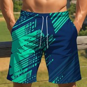 Resim Erkekler için Yazlık Hafif Şortlar, Rahat Tarz, %100 Polyester, Düzenli Kesim, Baskılı Desen, Tek Katmanlı Şortlar, Ağ Örtüsü Olmayan Astar, Yüzme ve Sörf İçin Mükemmel, Aktif Mayo | Kontrast Renk Yama Baskı Şortları | Çiçekli Mayo 