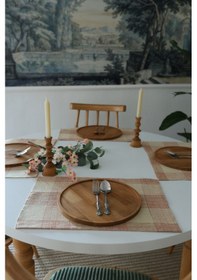 Resim Yakacihome Juta Kırmızı 5 Parça 4 Parça Amerikan Servis & 1 Parça Püsküllü Runner Jüt Kumaş Sofra Seti Kırmızı 