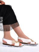 Resim Kiko Şb 22722440-49 Orto Pedik Kız Çocuk Bebe Sandalet Terlik Bey Beyaz 