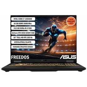 Resim Asus Tuf Gaming F16 FX608JHR-RV053 i7-14650HX 16 GB 512 GB SSD RTX5050 16" Dos Dizüstü Oyuncu Bilgisayarı 