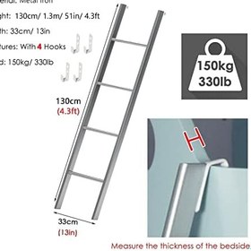 Resim Gümüş Metal Ranza Merdiveni Çocuklar ve Yetişkinler için Emniyet Merdiveni, RV/Karavan için Kancalı Tek Kişilik Yatak, Yatakhane Odaları için İdeal Sağlam ve Dayanıklı Tasarım 