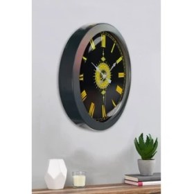 Resim Bahat Salon Ofis Duvar Saati Gri Metal Çerçeve 36 cm 