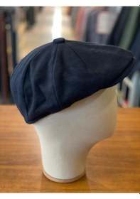 Resim Hamze Peaky Blinders Tarz İngiliz Model Kaşe Kumaş Kasket Şapka Lacivert 