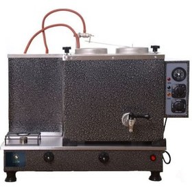 Resim 2 Gözlü Gri Boyalı Çay Ocağı Gri Çay Kazanı Elektrik + Doğalgazlı 