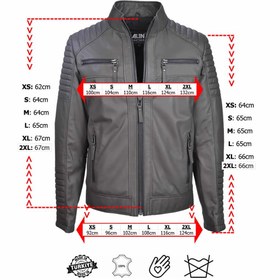Resim Sandor Dik Yaka Siyah Hakiki Deri Ceket Erkek - Siyah / 2XL / Gerçek Deri 