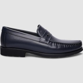 Resim %100 Hakiki Deri Lacivert Bağcıksız Erkek Günlük Ayakkabı-lacivert Lacivert 