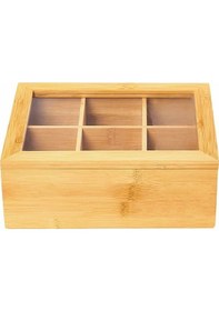 Resim Bambu 6 Bölmeli Çok Amaçlı Saklama Kutusu, Bambu Organizer Bambu 