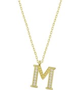 Resim Gümüş Gold M Harfi Kadın Kolye (551188859) 
