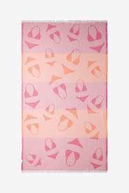 Resim Swimsuit Jakarlı Peştemal Pembe, Taşıma Çantalı - Pembe / 90x160 