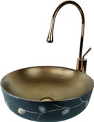Resim Pure Siyah / Bakır Yaprak Tezgah Üstü Lavabo Bc-907 