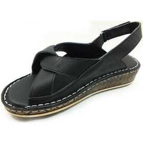 Resim Çarıkçım Hakiki Deri Cırtlı Kadın Sandaleti Siyah 114 026 