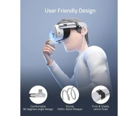 Resim Syntech 16FT Link Kablosu - Meta/oculus Quest 3, 3s, Pico 4/ultra Vr Başlıklarıyla Uyumlu, LED Işıklı Type-C USB 3.0 Yüksek Hızlı Veri Aktarım Kablosu, Pc/steamvr Için 