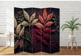 Resim Sonbahar Yaprakları Temalı Özel Tasarım Paravan Room Divider Oda Bölücü PRVN-1312-1, 220 x 180 