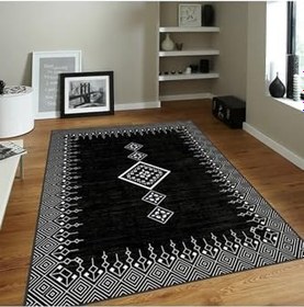 Resim Rovigo Dijital Baskı Yıkanabilir Kaymaz Taban Salon Halısı Rvg0104-sd1108, Siyah, 50 x 80 
