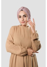 Resim Hürrem Bone Violet Çapraz Büzgülü Piliseli Tesettür Bone Fukuro Kendinden Desenli 2316 21 Violet 