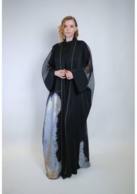 Resim Crystalia Özel Işıltılı Jakar Kumaş Ve İç Elbiseli Sendi Kumaş İkili Takım Abaya Çok Renkli 
