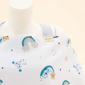 Resim Çift Katlı Muslin Emzirme Önlüğü - Bebe Mavisi Muslin - Mavi Gökkuşağı 