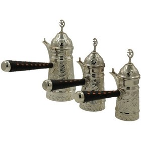 Resim Gümüş Kaplama Nakışlı Mırra Cezve 