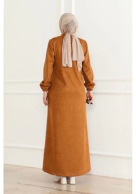 Resim Süet Kumaş Salaş Kesim Ferace / Camel- F0504 Camel 