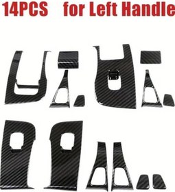 Resim Honeybeeshop Tesla Model Y 21 23 Model 3 İçin 14 Adet Sol Dümen Araba Cam Kaldırıcı Kapı Anahtarı Düğmesi Karbon Fiber Aksesuar 