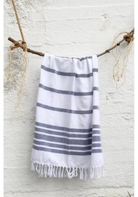 Resim %100 Pamuklu 100x180 Peştemal Plaj Havlusu Jakarlı Lacivert 