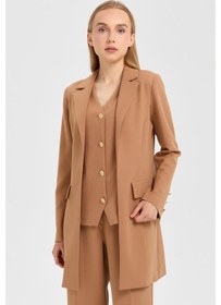 Resim Esswaap Yelek Ceket Pantolon Takım Camel Kahverengi 