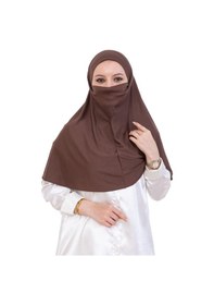 Resim Modish Group Hazır Başörtüsü Pratik İslami Giyim Penye Peçeli Türban Namaz İçin Yumuşak Eşarp Kahverengi 