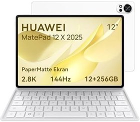 Resim HUAWEI MatePad 12 X 2025 Yeni Tablet Kalemsiz, 2.8K, 144 Hz, 1000 nit, 12 inç Ultra Net PaperMatte Ekran, 12+256 GB, 10.100 mAh Pil, 66 W SuperCharge, WiFi 7, HUAWEI Notes, Ultra Hafif Klavye, Beyaz 