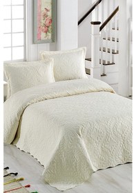 Resim Ivy Krem Çift Kişilik Microfiber Kapitone Yatak Örtüsü 