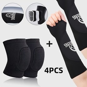 Resim Voleybol Diz Destekleri + Voleybol Kol Kapakları, Pedi ve Parmak Delikleri ile Voleybol Geçiş Kol Kollukları, Voleybol, Erkek Voleybol, Kadın Voleybol için Uygun. Tüm Mevsimler İçin Mükemmel Hediye 