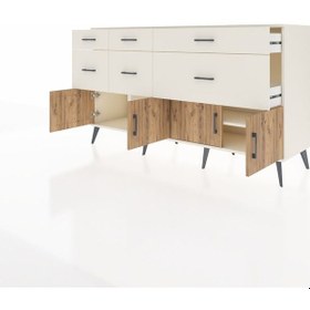 Resim Kronos Konsol Tek Raflı 6 Çekmeceli 4 Kapaklı 176x59x99 Aytaşı-ça Aytaşı-çam/aytaşı 
