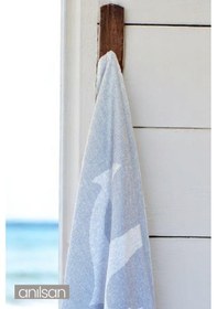 Resim Çapa Plaj Havlusu %100 Pamuk 70x140 Mavi 