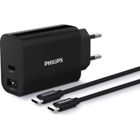 Resim Philips DLP2621C Usb-A ve Usb-C Bağlantısı Type-C Kablolu Duvar Şarj Adaptörü 