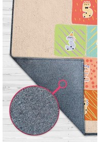 Resim Homshtag Seksek Bej Renk Dokulu Rustik Çocuk Halısı Sek Sek Temalı Halı Çok Renkli 