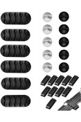 Resim STOREMAX 26 Parça Kablo Tutucu Seti | Yapışkanlı Kablo Klipsi | Masa Üstü Kablo Düzenleyici | Şarj Kablosu, K 