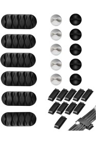 Resim STOREMAX 26 Parça Kablo Tutucu Seti | Yapışkanlı Kablo Klipsi | Masa Üstü Kablo Düzenleyici | Şarj Kablosu, K 