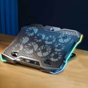 Resim 10 soğutma fanı bulunan Oyun Laptop Soğutucu Ped, 8 Yükseklik Ayarıyla Laptop Soğutucu Standı, RGB Soğutma Ped 12-18 İnç, 7 Işık Modu, Masaüstü veya Laptop Kullanımı 