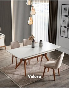 Resim Firu Yemek Odası Takımı Yemek Masası + 4 Adet Sandalye Beyaz 