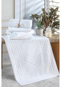 Resim Lavabo Ayak Paspası , Ayak Desenli Paspas , Otel Paspası , Banyo Paspası ,wc Paspası Beyaz 