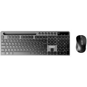 Resim Everest Km-730 Gri/siyah Kablosuz Q Multimedia Klavye + Mouse Set Optik 