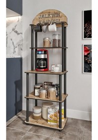 Resim Lungo Dekoratif Kahve Standı Çok Amaçlı Dolap Meşe Meşe 