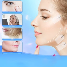 Resim Bir Yüz Bandı ve Bandaj Seti, Görünmez Yüz Bandı'ndan 18 adet, 4 Ayarlanabilir Kayış ile, Boyun, Çene ve Çift Burunlu Alanlar için Uygun, Yeniden Kullanılabilir ve Kokusuz. 