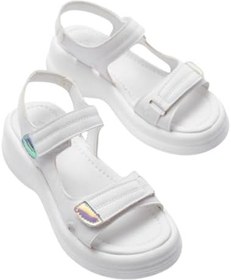 Resim Kadın Ortopedik Sandalet, Hakiki Cilt, Cırt Cırtlı, 5 cm Topuk, Poli Taban, Yazlık, Gün Boyu Konfor 