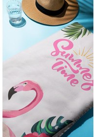 Resim Dijital Baskı Plaj Deniz Havlusu Flamingo Desenli Peştamal Hvl0141 Renkli 