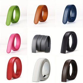Resim Tek parça 3.5 cm genişlikte uniseks kemer, beyaz gri, mavi yeşil, sarı kırmızı, renkli, başsız otomatik tokalı kemer 