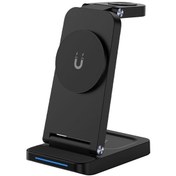 Resim S90-3 3-in-1 Manyetik Katlanır Kablosuz Şarj Cihazı Telefon Kulaklık İzle Hızlı Şarj Standı Siyah 